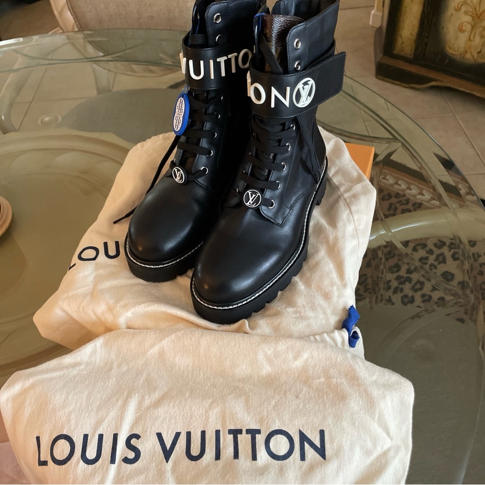 Louis Vuitton Territory Ranger Black Flat Combat Boots 39 BNIB SOLD OUT RARE!!!